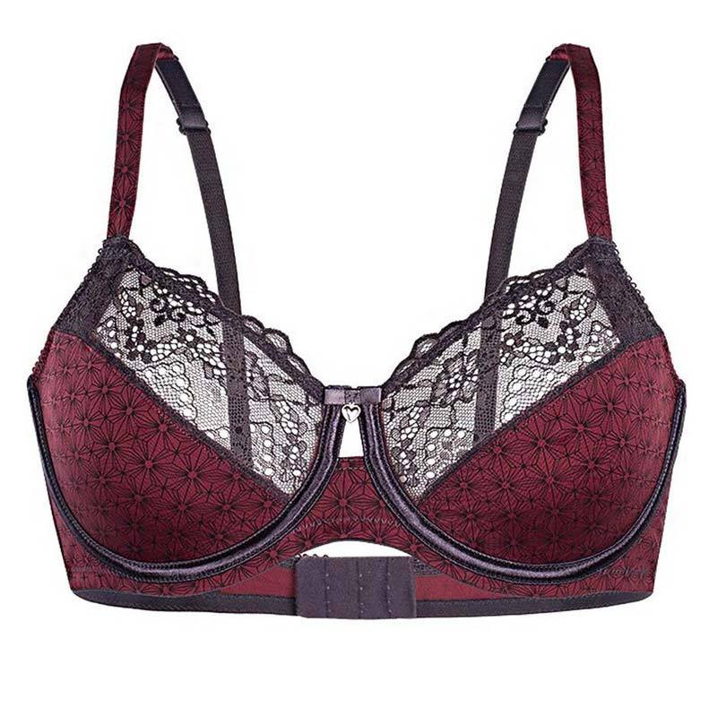 Semi Sheer Full Figure Underwire Bra Floral Print