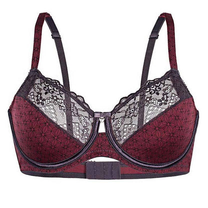 Semi Sheer Full Figure Underwire Bra Floral Print