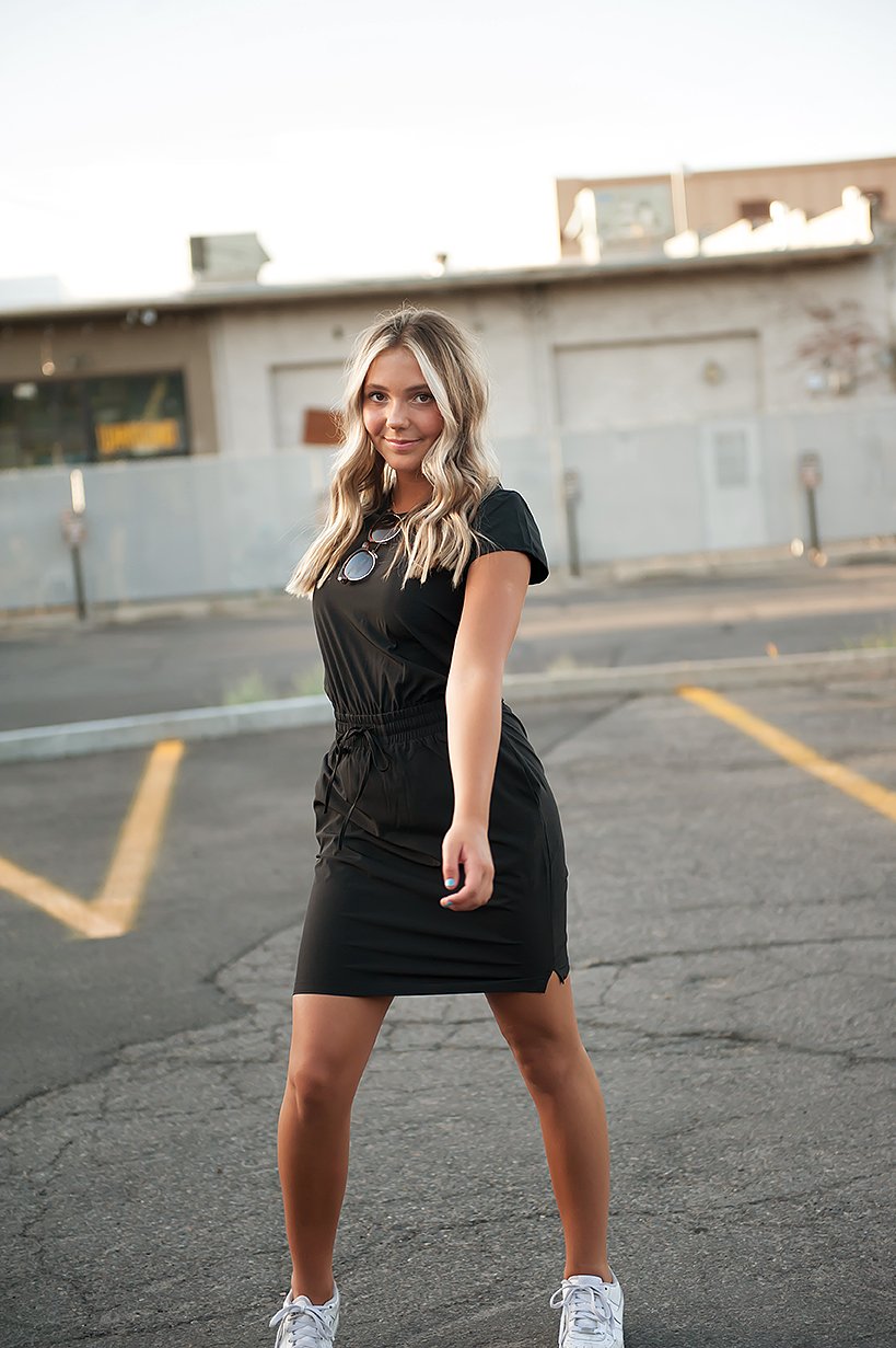 Black Casual Pocket Dress Women Lightweight Everyday Wear