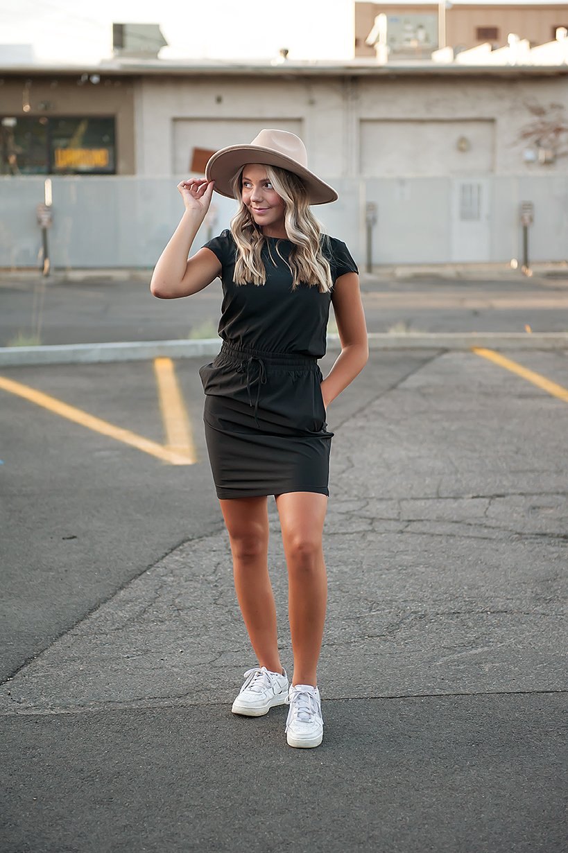 Black Casual Pocket Dress Women Lightweight Everyday Wear