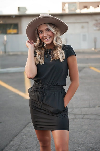 Black Casual Pocket Dress Women Lightweight Everyday Wear