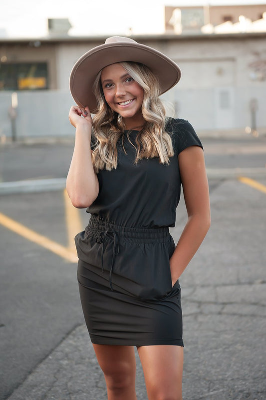 Black Casual Pocket Dress Women Lightweight Everyday Wear