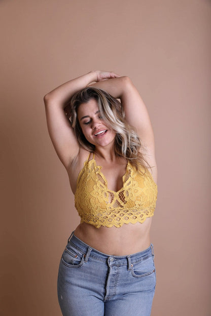 Plus Size Crochet Lace Longline Bralette for Women Comfort
