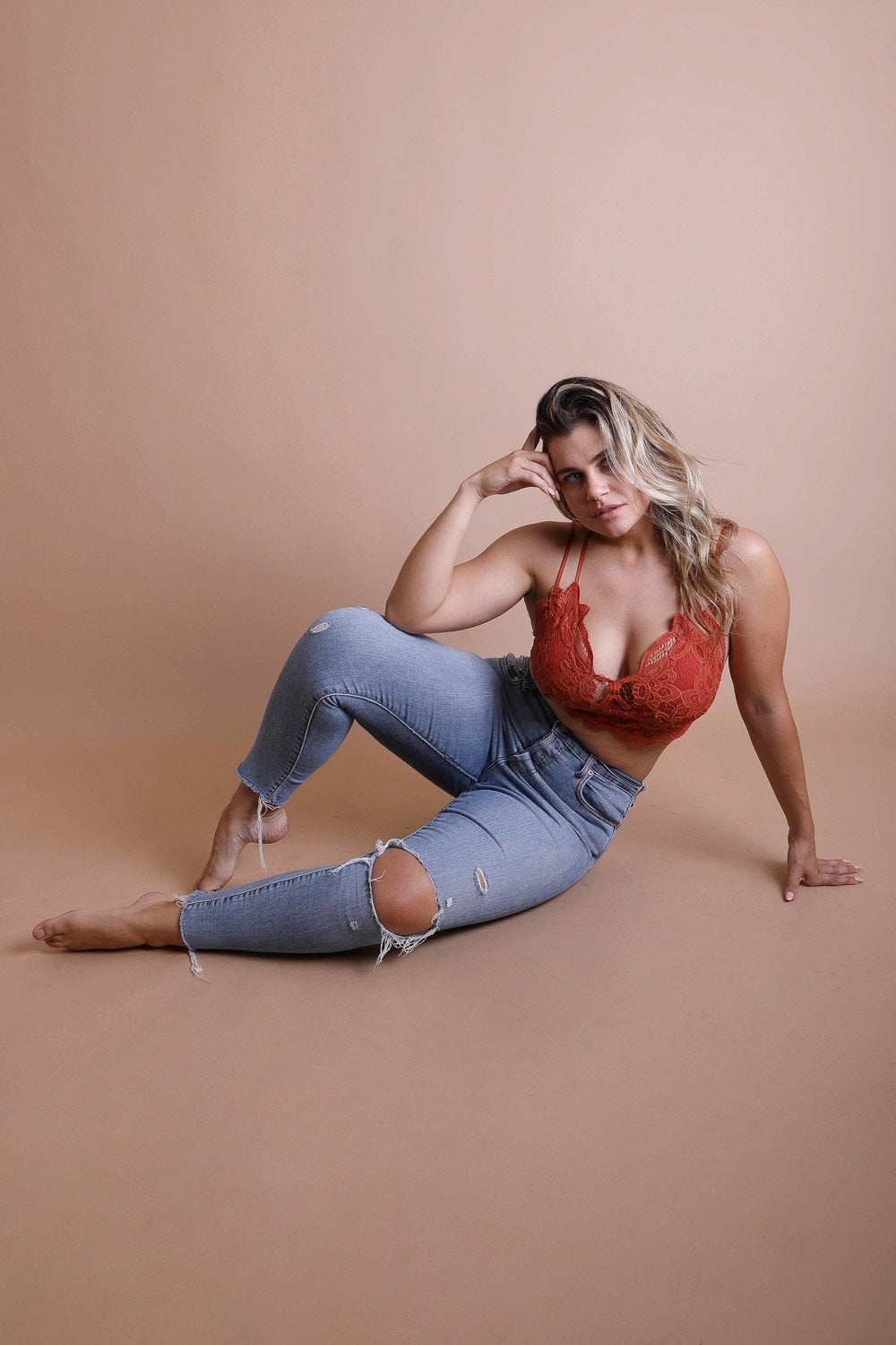 Plus Size Crochet Lace Longline Bralette for Women Comfort