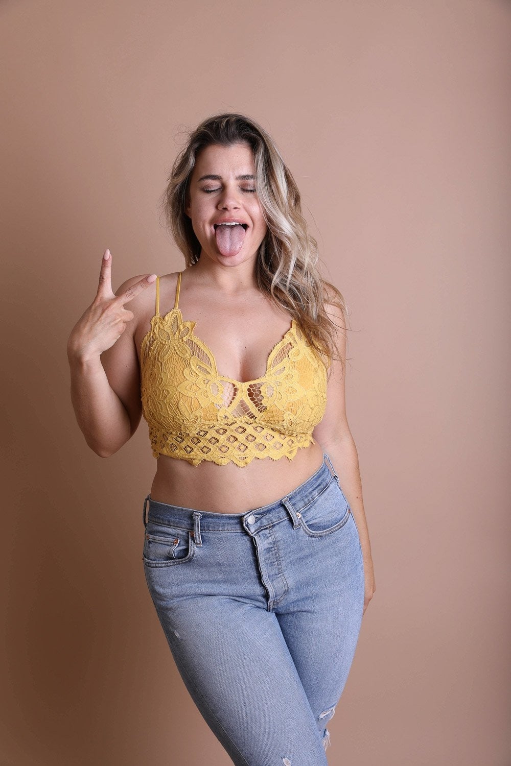 Plus Size Crochet Lace Longline Bralette for Women Comfort